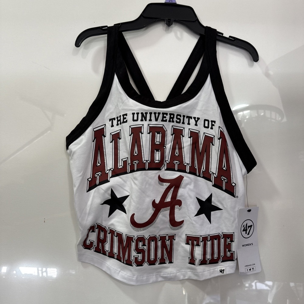 Alabama Crimson Tide Tank Top Womens L Black/White 47Brand NEW